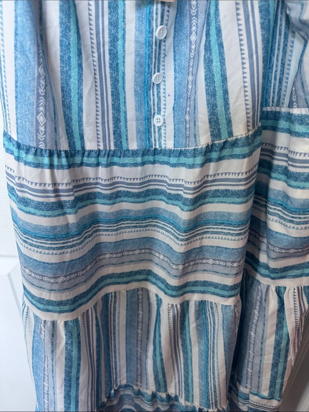 BloomChic Blue & White Striped Button-Front Dress - Picture 6 of 6